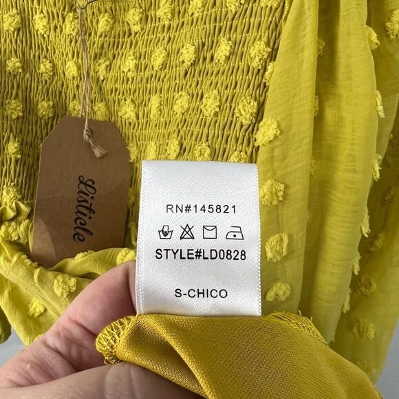 Listicle Golden Yellow Mustard Color Babydoll Dress S NWT - Picture 6 of 8